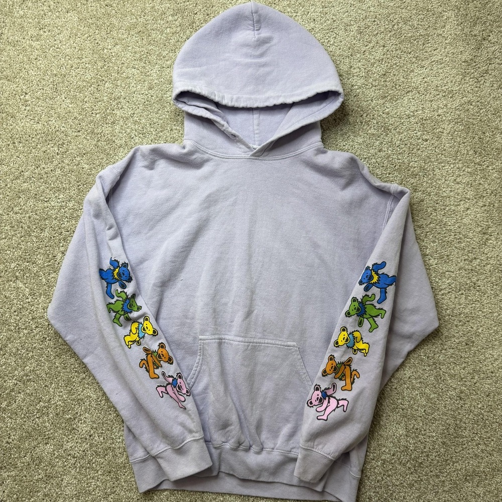 Grateful Dead Ripple Hoodie Mens Small Purple Dancing Bears Fleece Sweatshirt